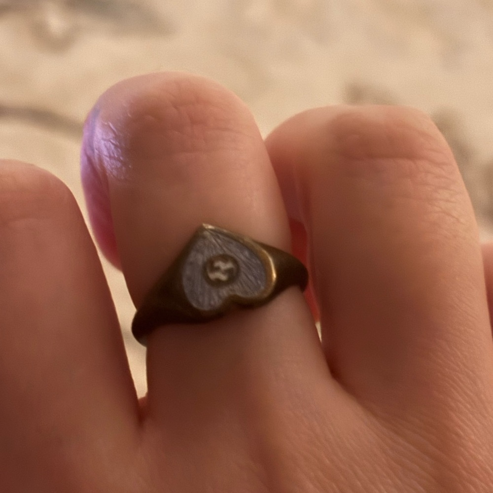 Authentic Gucci Blue Enamel Interlocking Heart Ri… - image 3